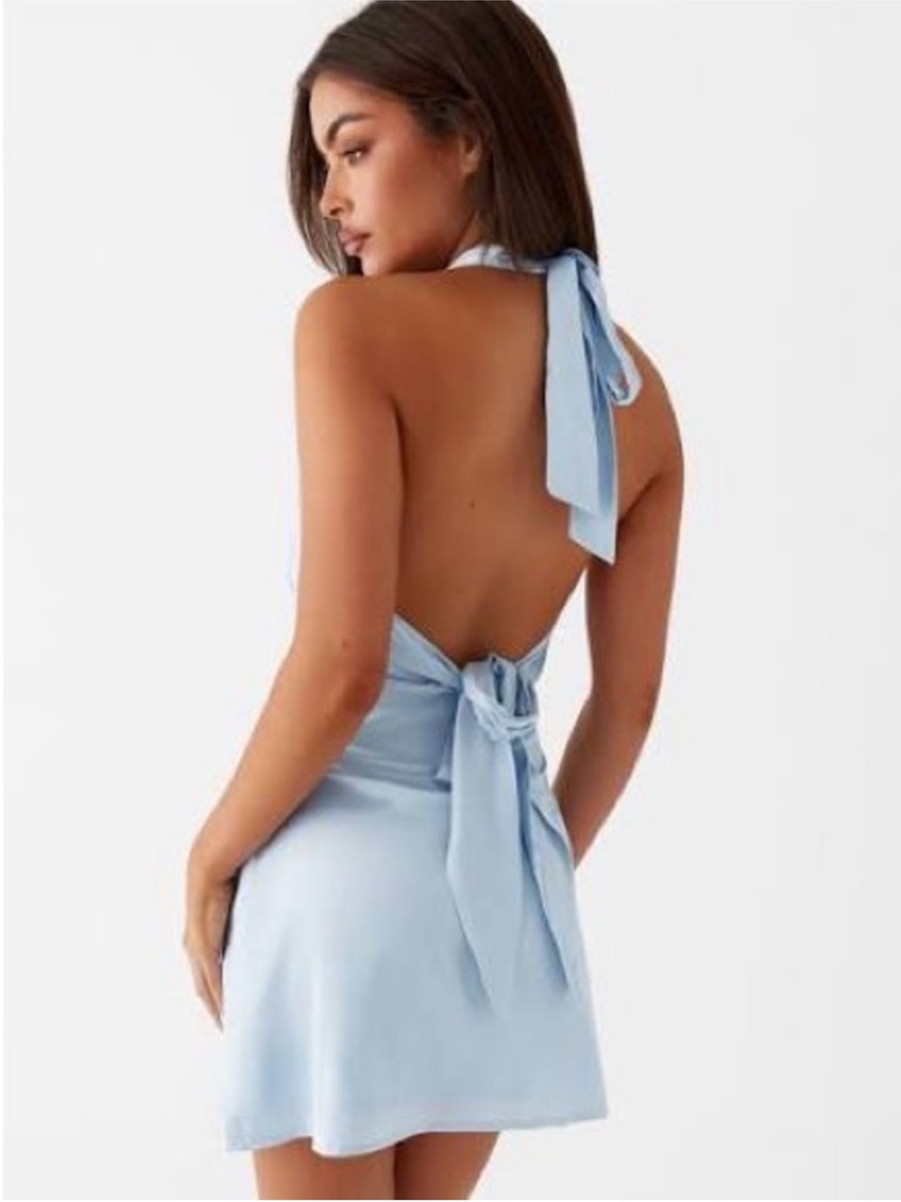 Peppermayo Heavy Hearted Silky Halter Dress Blue